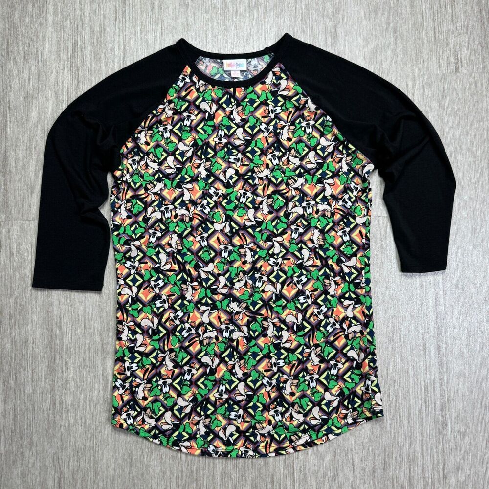 LULAROE Disney's GOOFY Randy Baseball Tee S Top Shirt AOP